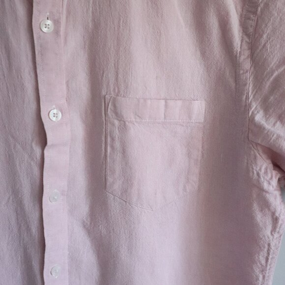 Steel & Jelly Mens Pink Sz M Linen Collared Button Down Short Sleeve Top - Picture 8 of 12